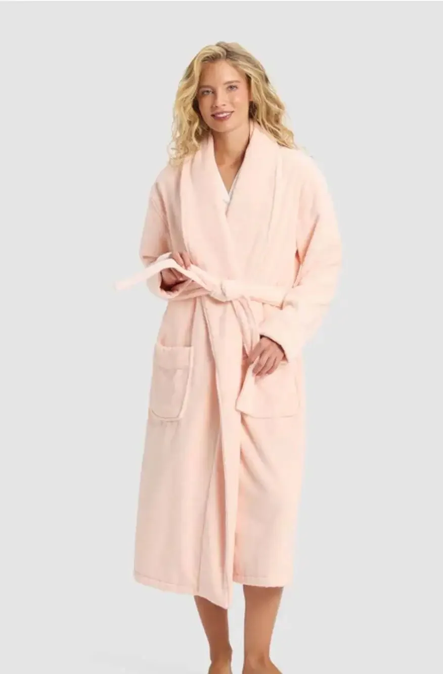 Cozy Earth Women's Plush Bathrobe Peach Size XS